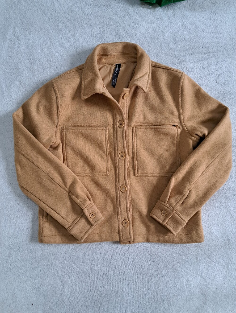 Mondetta On The Go Jacket Cropped Camel Tan Button-Up Casual Womens Size Small - Picture 13 of 16